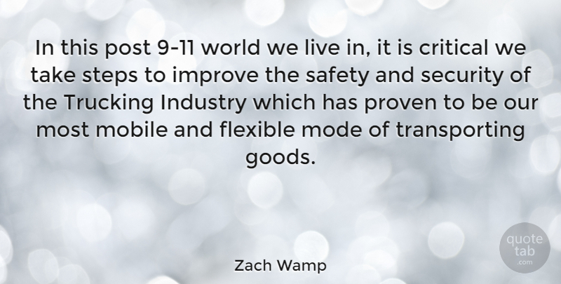 Zach Wamp Quote About Safety, World, Steps: In This Post 9 11...