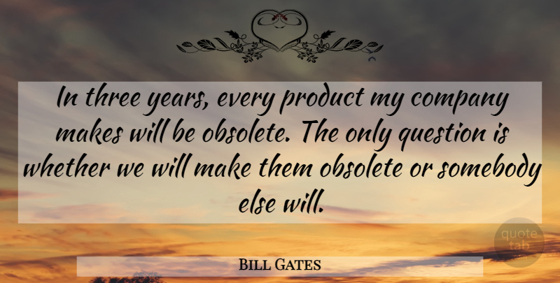 Bill Gates Quote About Years, Three, Obsolete: In Three Years Every Product...