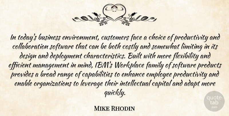 Mike Rhodin Quote About Adapt, Both, Broad, Built, Business: In Todays Business Environment Customers...