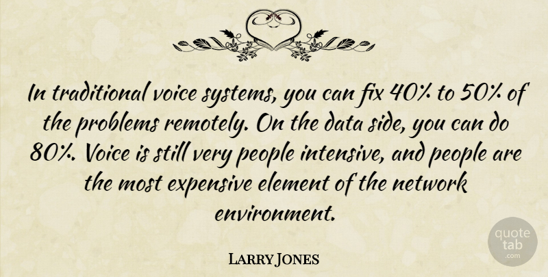 Larry Jones Quote About Data, Element, Expensive, Fix, Network: In Traditional Voice Systems You...