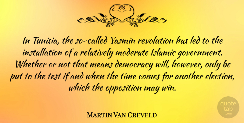 Martin Van Creveld Quote About Government, Islamic, Led, Means, Moderate: In Tunisia The So Called...