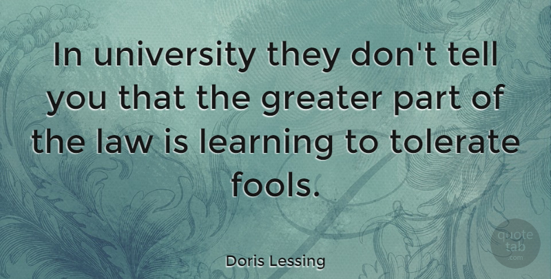 Doris Lessing Quote About Learning, Memorable, College: In University They Dont Tell...