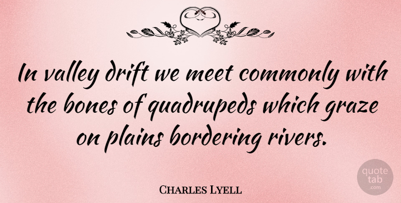 Charles Lyell Quote About Bones, Commonly, Drift, Plains: In Valley Drift We Meet...