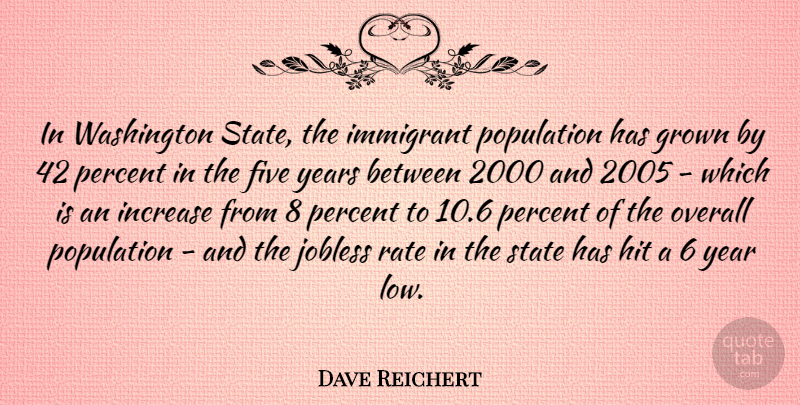 Dave Reichert Quote About Years, Washington State, Population: In Washington State The Immigrant...