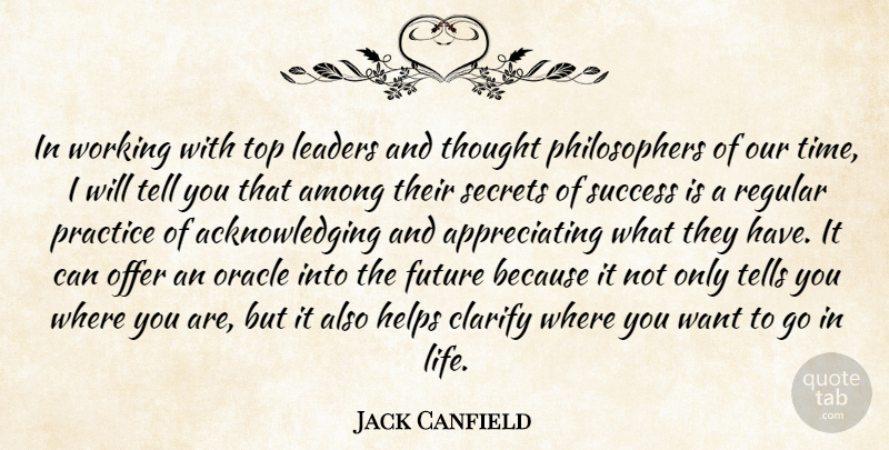 Jack Canfield Quote About Among, Clarify, Future, Helps, Leaders: In Working With Top Leaders...