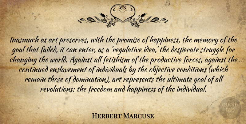 Herbert Marcuse Quote About Art, Memories, Struggle: Inasmuch As Art Preserves With...