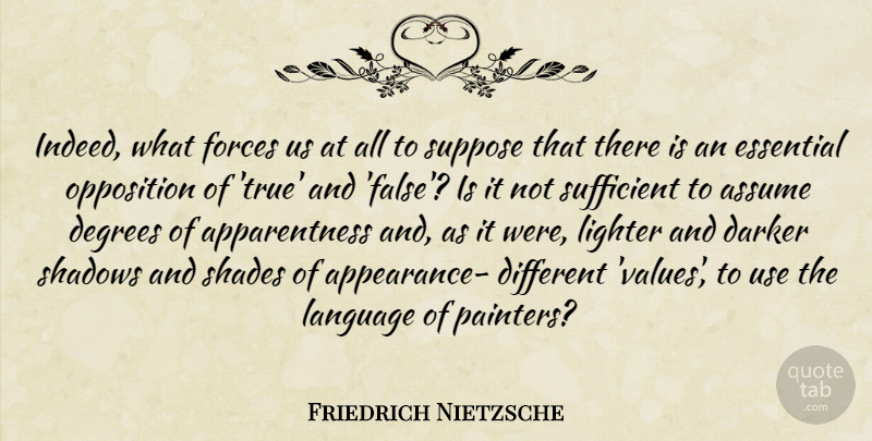 Friedrich Nietzsche Quote About Shadow, Degrees, Different: Indeed What Forces Us At...