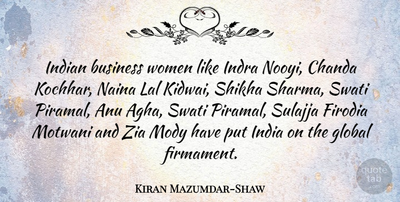 Kiran Mazumdar-Shaw Quote About India, Firmament, Business Woman: Indian Business Women Like Indra...