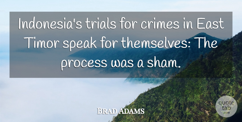 Brad Adams Quote About Crime And Criminals, Crimes, East, Process, Speak: Indonesias Trials For Crimes In...