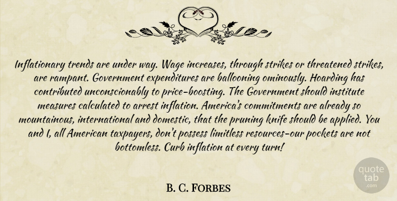 B. C. Forbes Quote About Commitment, Government, Knives: Inflationary Trends Are Under Way...