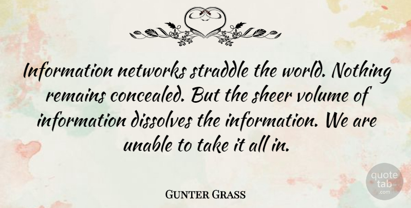 Gunter Grass Quote About World, Information, Volume: Information Networks Straddle The World...