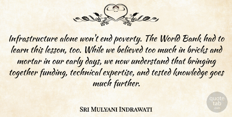 Sri Mulyani Indrawati Quote About Alone, Bank, Believed, Bricks, Bringing: Infrastructure Alone Wont End Poverty...