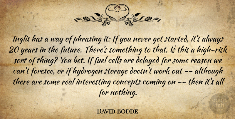 David Bodde Quote About Although, Cells, Coming, Concepts, Delayed: Inglis Has A Way Of...