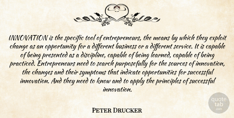 Peter Drucker Quote About Success, Stress, Mean: Innovation Is The Specific Tool...