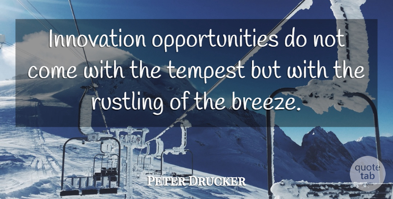 Peter Drucker Quote About Opportunity, Innovation, Tempest: Innovation Opportunities Do Not Come...