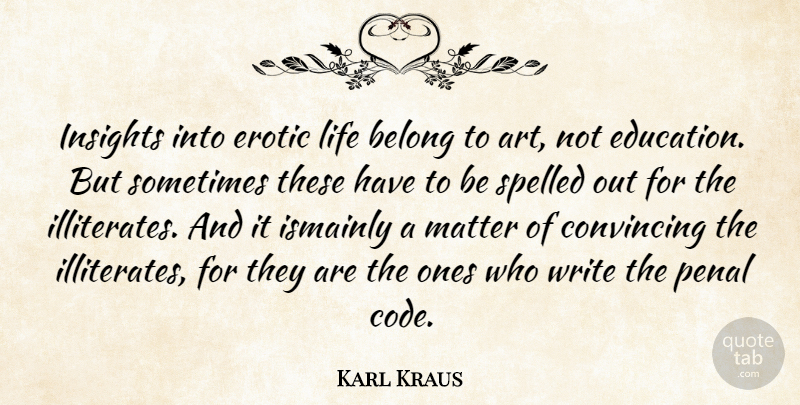Karl Kraus Quote About Art, Writing, Erotic: Insights Into Erotic Life Belong...