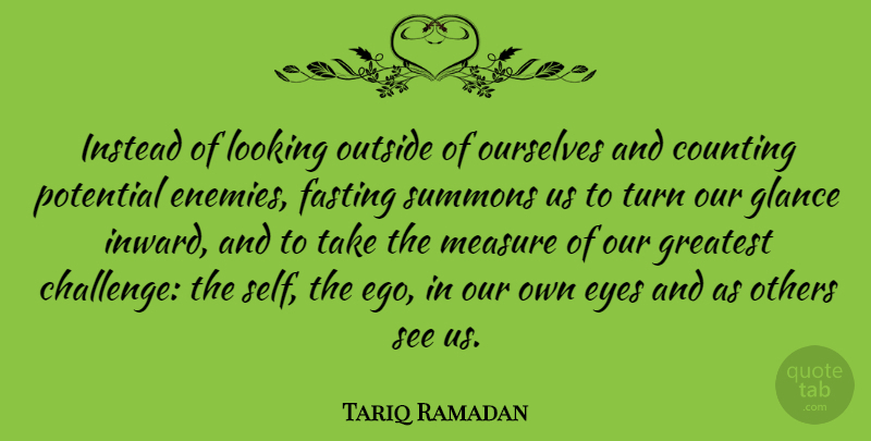 Tariq Ramadan Quote About Eye, Self, Challenges: Instead Of Looking Outside Of...