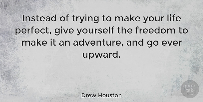 Drew Houston Quote About Adventure, Giving, Perfect: Instead Of Trying To Make...