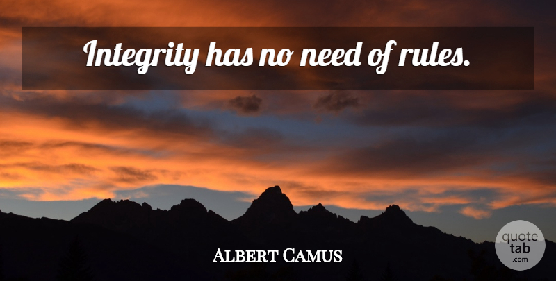 Albert Camus Quote About Honesty, Integrity, Needs: Integrity Has No Need Of...
