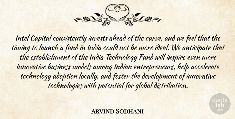 Arvind Sodhani Quote About Accelerate, Adoption, Ahead, Among, Anticipate: Intel Capital Consistently Invests Ahead...