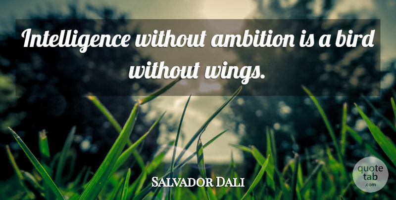 Salvador Dali Quote About Inspirational, Motivational, Art: Intelligence Without Ambition Is A...