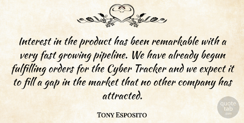 Tony Esposito Quote About Begun, Company, Cyber, Expect, Fast: Interest In The Product Has...