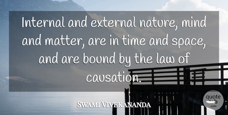 Swami Vivekananda Quote About Law, Space, Mind: Internal And External Nature Mind...