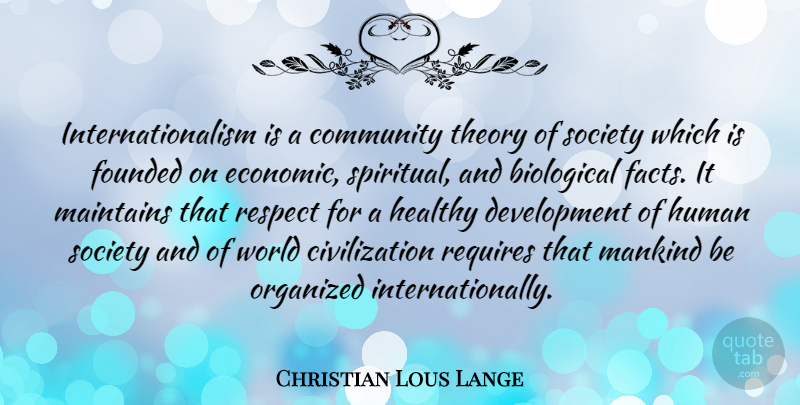 Christian Lous Lange Quote About Spiritual, Civilization, Community: Internationalism Is A Community Theory...
