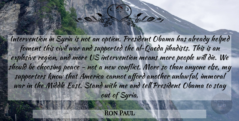 Ron Paul Quote About War, Mean, America: Intervention In Syria Is Not...
