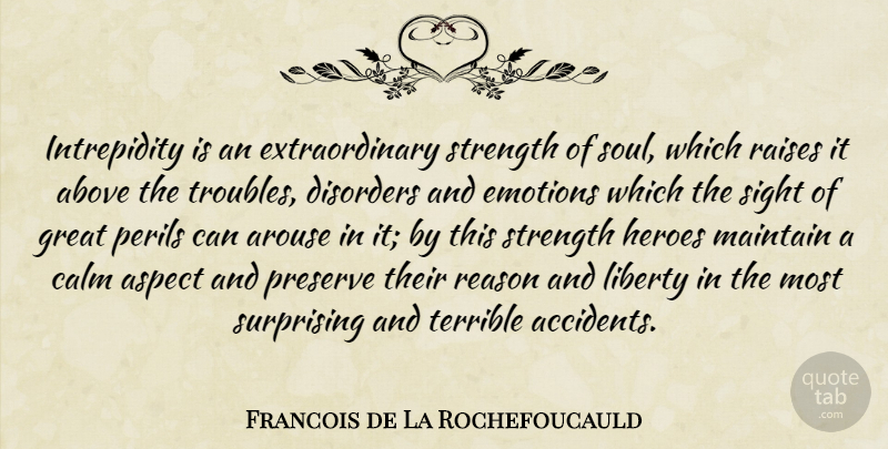 Francois de La Rochefoucauld Quote About Hero, Sight, Bravery: Intrepidity Is An Extraordinary Strength...