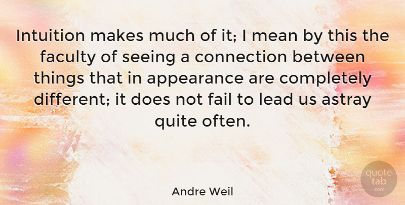 Andre Weil Quote About Mean, Intuition, Different: Intuition Makes Much Of It...