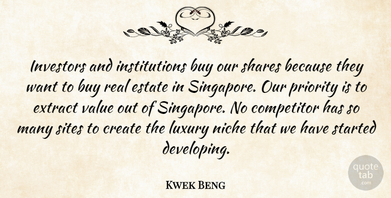 Kwek Beng Quote About Buy, Competitor, Create, Estate, Extract: Investors And Institutions Buy Our...