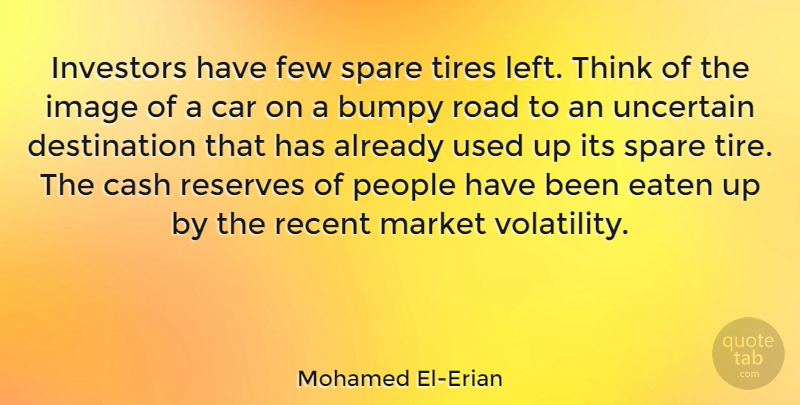 Mohamed El-Erian Quote About Car, Cash, Eaten, Few, Image: Investors Have Few Spare Tires...