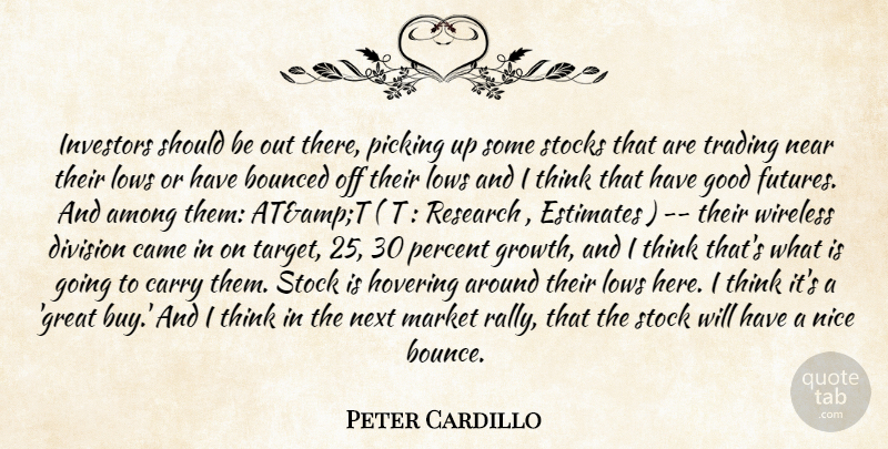 Peter Cardillo Quote About Among, Came, Carry, Division, Estimates: Investors Should Be Out There...