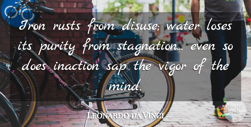 Leonardo da Vinci Quote About Motivational, Love Life, Iron: Iron Rusts From Disuse Water...