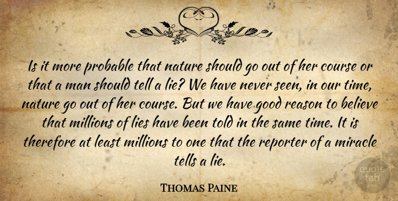 Thomas Paine Quote About Lying, Believe, Men: Is It More Probable That...
