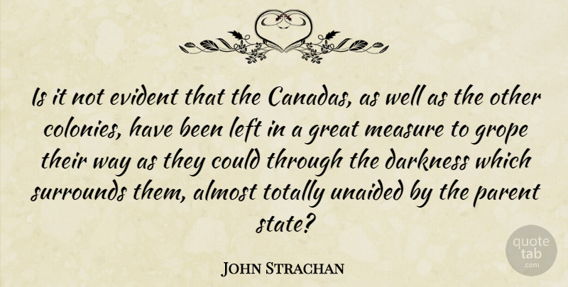 John Strachan Quote About Almost, Evident, Great, Left, Measure: Is It Not Evident That...