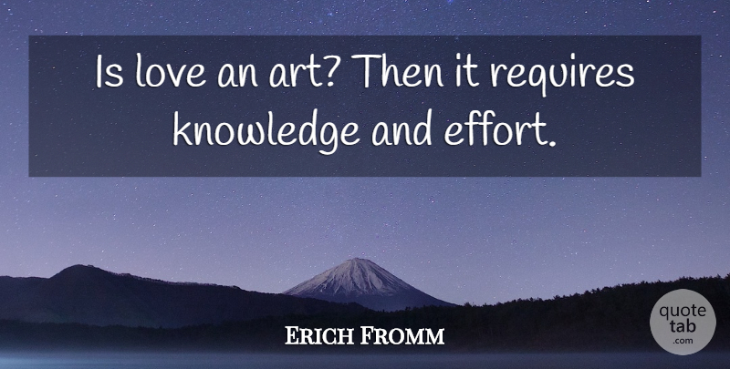 Erich Fromm Quote About Art, Effort, Art Of Loving: Is Love An Art Then...