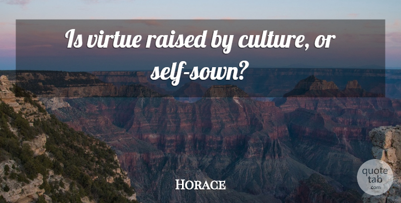 Horace Quote About Self, Culture, Virtue: Is Virtue Raised By Culture...