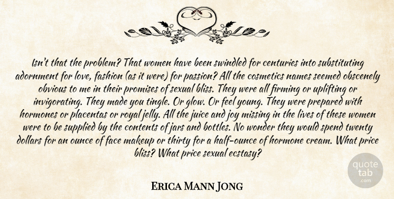 Erica Jong Quote About Fashion, Passion, Feminist: Isnt That The Problem That...