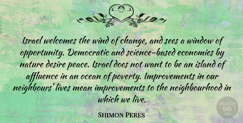 Shimon Peres Quote About Ocean, Mean, Opportunity: Israel Welcomes The Wind Of...