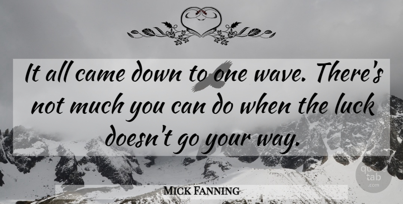 Mick Fanning Quote About Came, Luck: It All Came Down To...