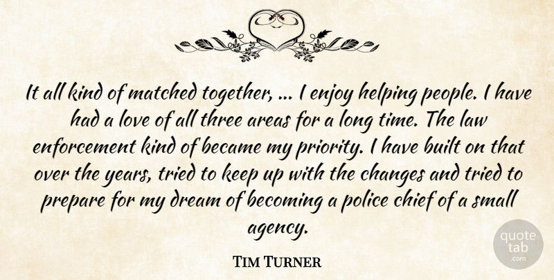 Tim Turner Quote About Areas, Became, Becoming, Built, Changes: It All Kind Of Matched...