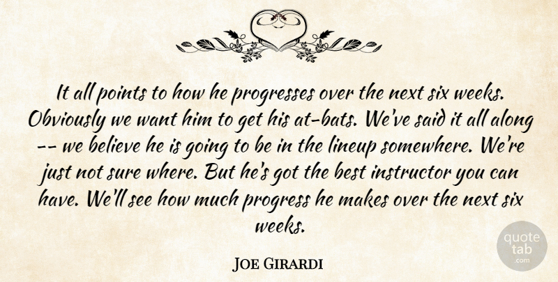 Joe Girardi Quote About Along, Believe, Best, Instructor, Next: It All Points To How...