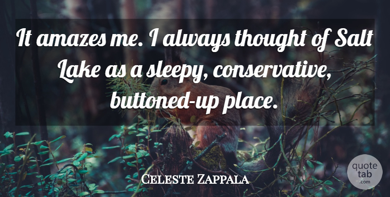 Celeste Zappala Quote About Amazes, Lake, Salt: It Amazes Me I Always...