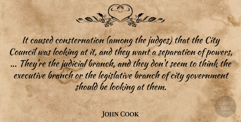 John Cook Quote About Branch, Caused, City, Council, Executive: It Caused Consternation Among The...