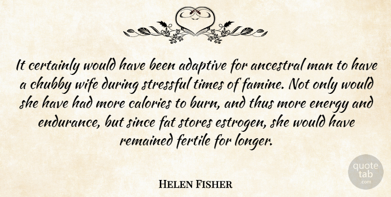 Helen Fisher Quote About Men, Wife, Endurance: It Certainly Would Have Been...