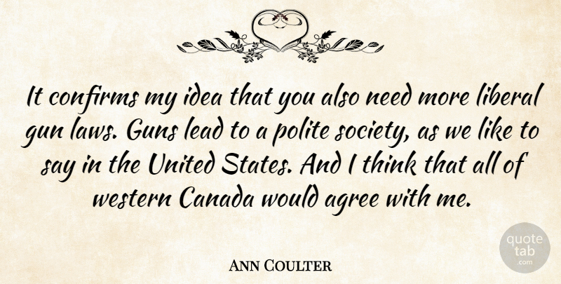 Ann Coulter Quote About Gun, Thinking, Law: It Confirms My Idea That...