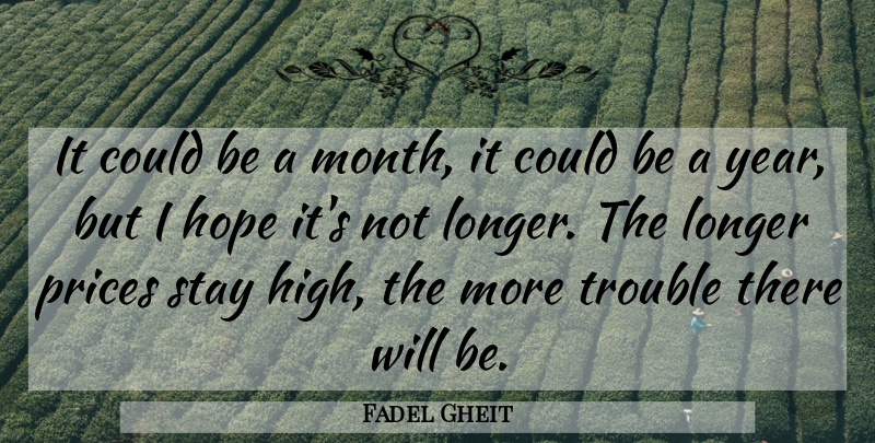 Fadel Gheit Quote About Hope, Longer, Prices, Stay, Trouble: It Could Be A Month...