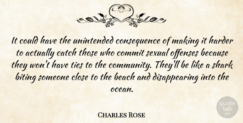 Charles Rose Quote About Beach, Biting, Catch, Close, Commit: It Could Have The Unintended...